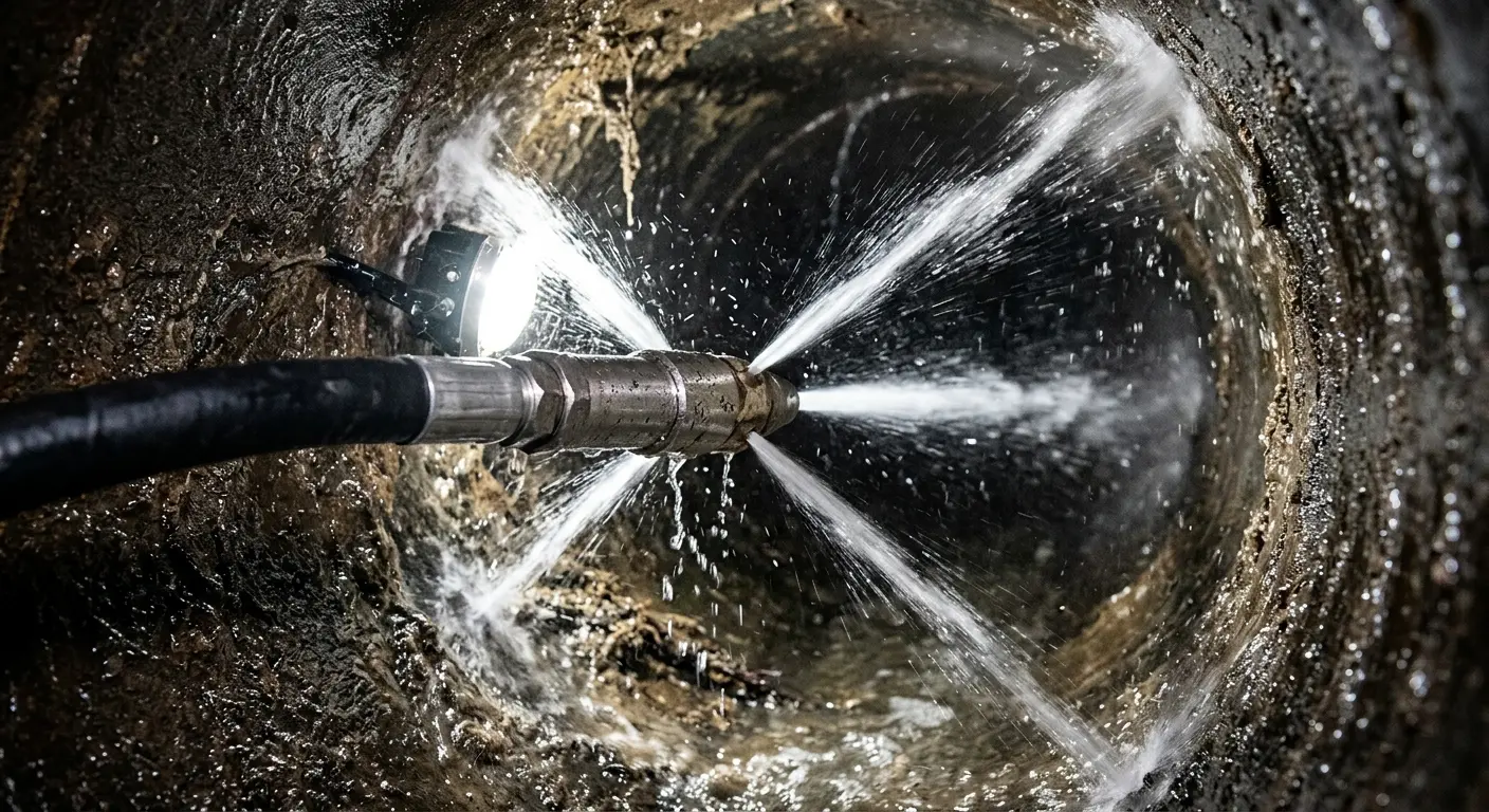 High-pressure hydro jetting nozzle cleaning sewer pipe for Sewer Line Relining in Odessa